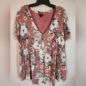 Torrid Pink Floral Top Size 2